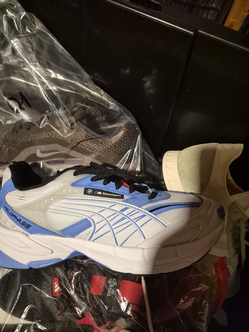 Puma Men’s Sneaker in White, Light Blue & Black